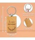 Porte-clés rectangle en bois personnalisé - Modèle Lauriers
