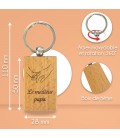 Porte-clés rectangle en bois personnalisé - Modèle Mains