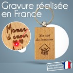 Porte-clés rectangle en bois personnalisé - Modèle Maison