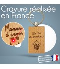 Porte-clés rectangle en bois personnalisé - Modèle Maison