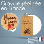 Porte-clés rectangle en bois personnalisé - Modèle Moto