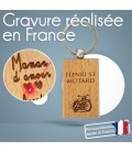 Porte-clés rectangle en bois personnalisé - Modèle Moto