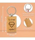 Porte-clés rectangle en bois personnalisé - Modèle Super