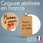 Porte-clés rectangle en bois personnalisé - Texte à graver