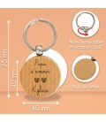 Porte-clés rond en bois personnalisé - Modèle Amour