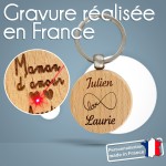 Porte-clés rond en bois personnalisé - Modèle Infini