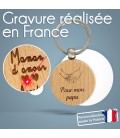 Porte-clés rond en bois personnalisé - Modèle Mains