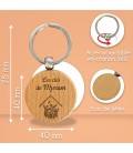 Porte-clés rond en bois personnalisé - Modèle Maison