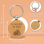 Porte-clés rond en bois personnalisé - Modèle Moto