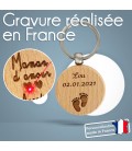 Porte-clés rond en bois personnalisé - Modèle Enfant