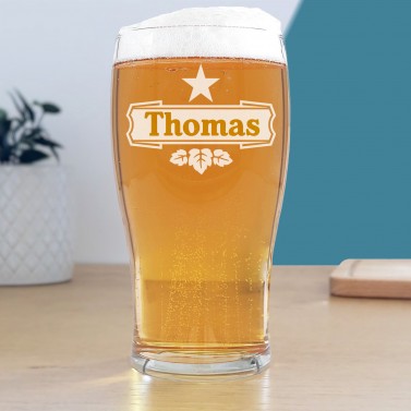 Verre à bière prénom étoile gravé