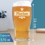 Verre à bière prénom étoile gravé