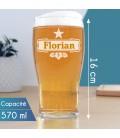 Verre à bière prénom étoile gravé
