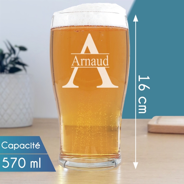 Verre à bière prénom gravé