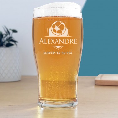 Verre à bière ruban + prénom gravés