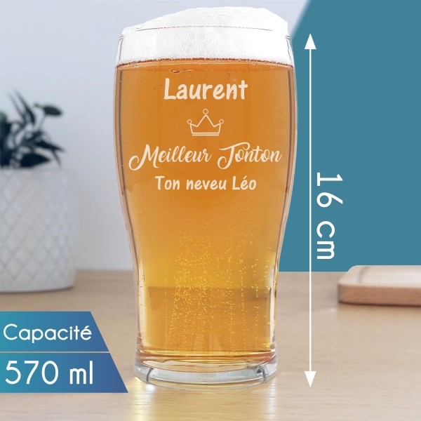 Verre à bière logo gravé
