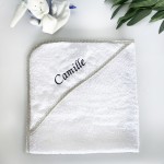 Sortie de bain blanche brodée