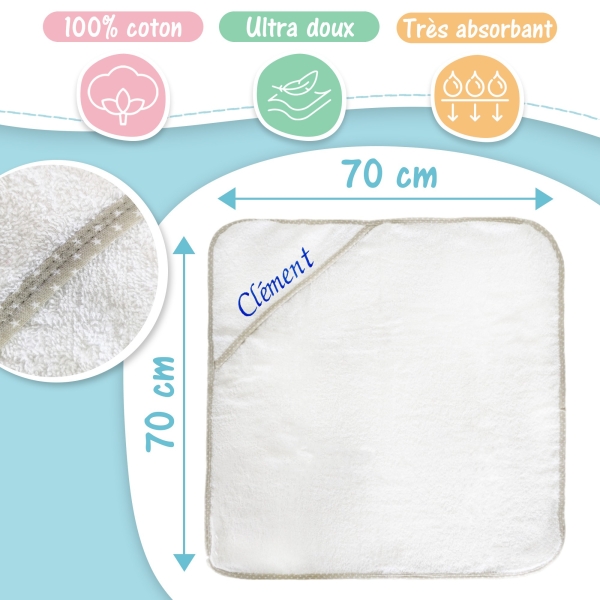 Sortie de bain blanche brodée