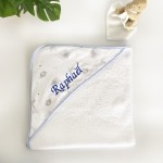 Sortie de bain bleu brodée