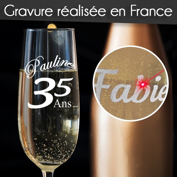 Verres à champagne prénom + age gravés