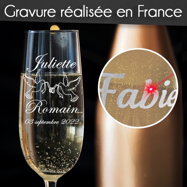 Verre à champagne mariage gravé