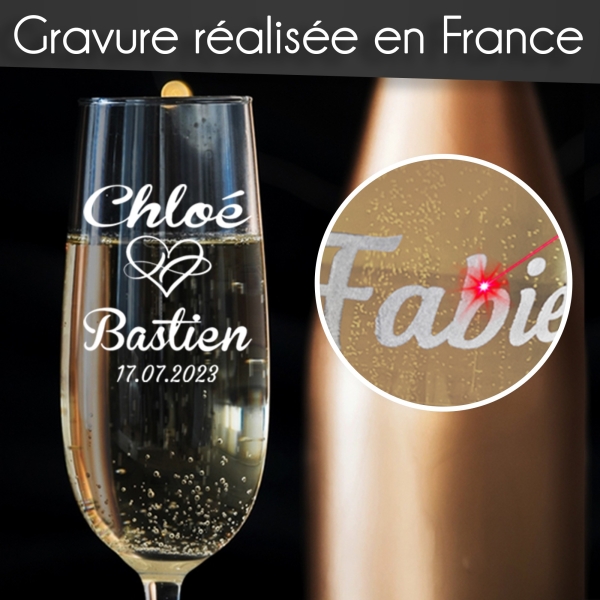 Flûtes à Champagne "Amour Infini" gravées