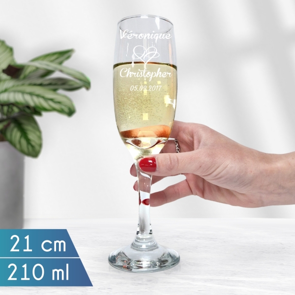 Flûtes à Champagne "Amour Infini" gravées