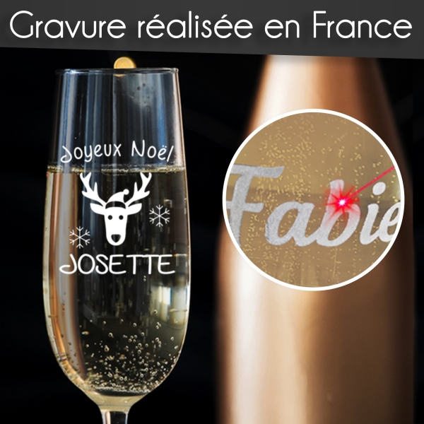 Coupe à Champagne "Noël" personnalisable