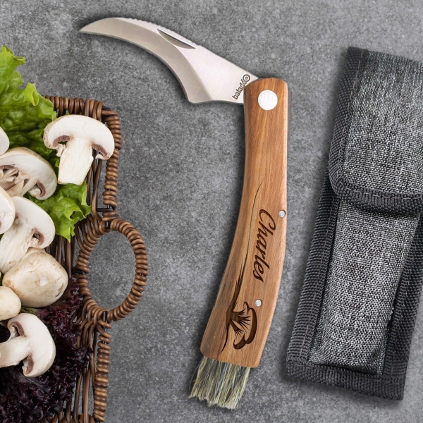 Couteau à champignon gravé avec votre prénom - couleur noir
