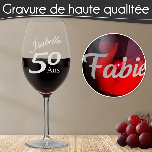 Verres à vin Anniversaire gravés
