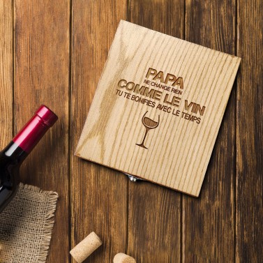 Cadeau Entreprise - Coffret accessoires vin bois acajou