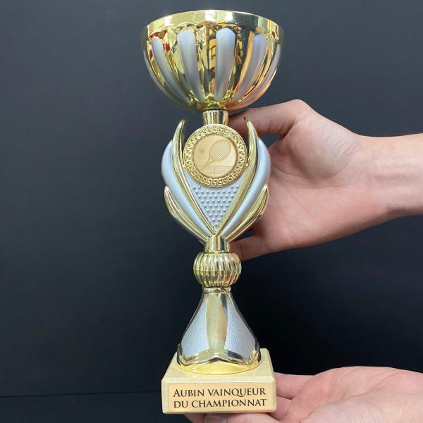 Trophée or et argent personnalisé - Modèle Tennis