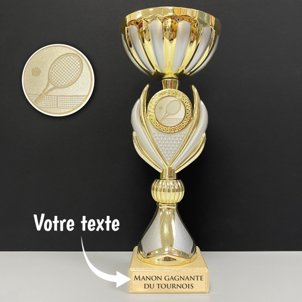 Trophée or et argent personnalisé - Modèle Tennis