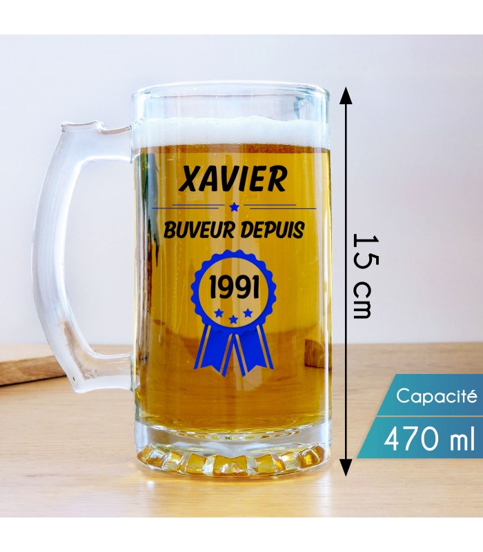 Chope à bière personnalisée - Modèle année