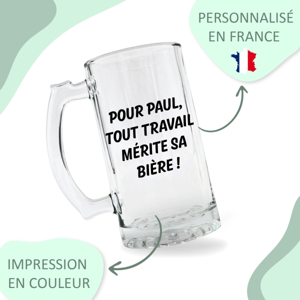 Chope à bière personnalisée - Modèle texte