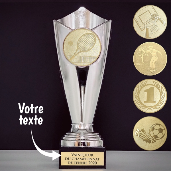 Trophée argenté personnalisable - 7 modèles