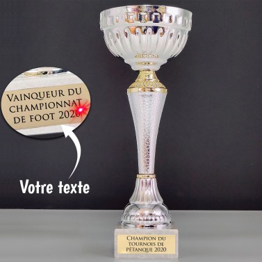 Trophée or et argent personnalisable - Modèle Pêche