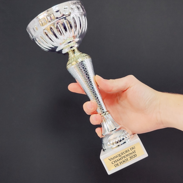 Trophée or et argent personnalisable - Modèle Pêche