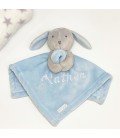 Doudou Lapin bleu personnalisé