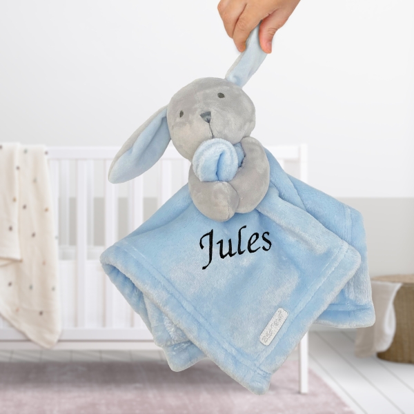 Doudou Lapin bleu personnalisé