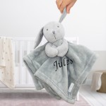 Doudou lapin gris brodé avec un prénom