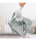 Doudou lapin gris brodé avec un prénom