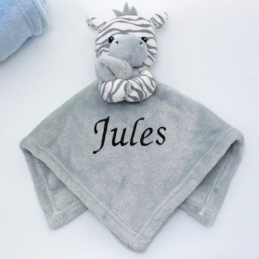Doudou zèbre personnalisé - Prénom brodé