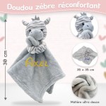 Doudou zèbre personnalisé - Prénom brodé