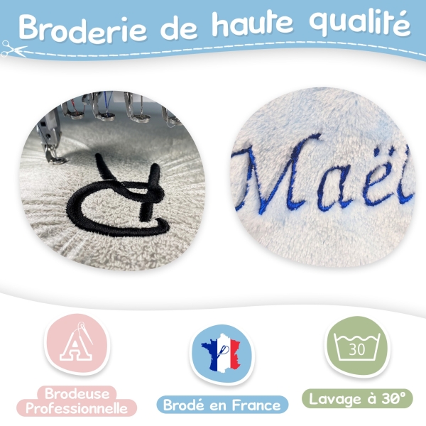 Doudou Lapin bleu personnalisé