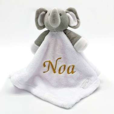 Doudou personnalisé Elephant blanc