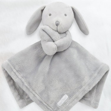 Doudou lapin gris brodé avec un prénom