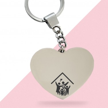 Porte-clés cœur personnalisé - Modèle Maison