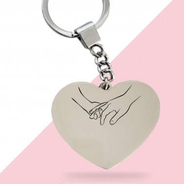 Porte-clés cœur personnalisé - Modèle Mains