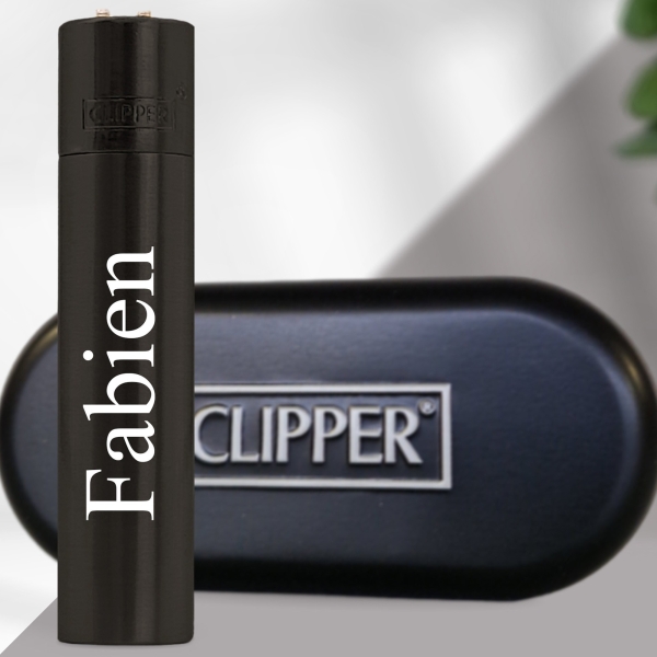 Briquet clipper noir personnalisé